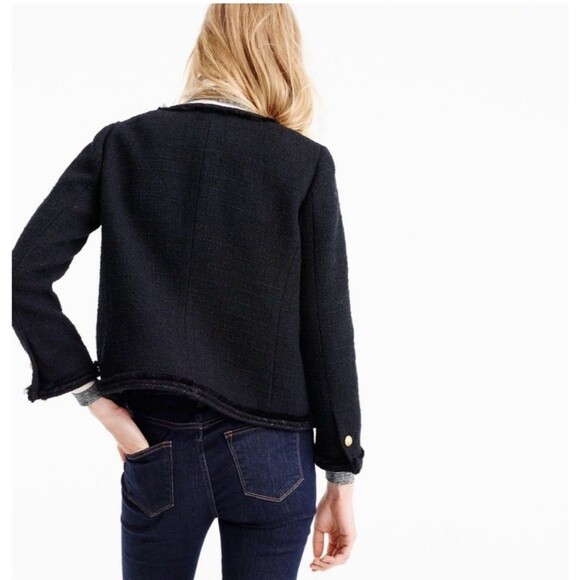 J.CREW Size 8 Cropped wool lady jacket with gold buttons BLACK Style F9995 - Picture 4 of 10